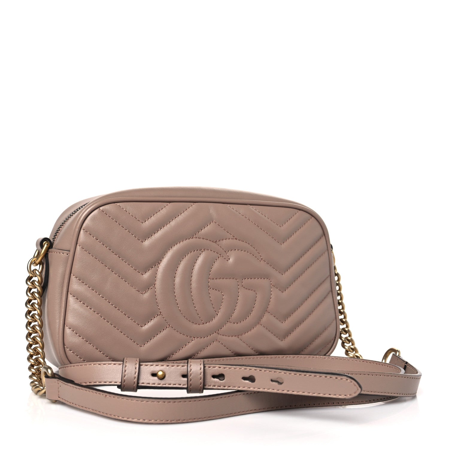 Gucci Calfskin Matelasse Small GG Marmont Chain Shoulder Bag Porcelain Rose 3 of 9