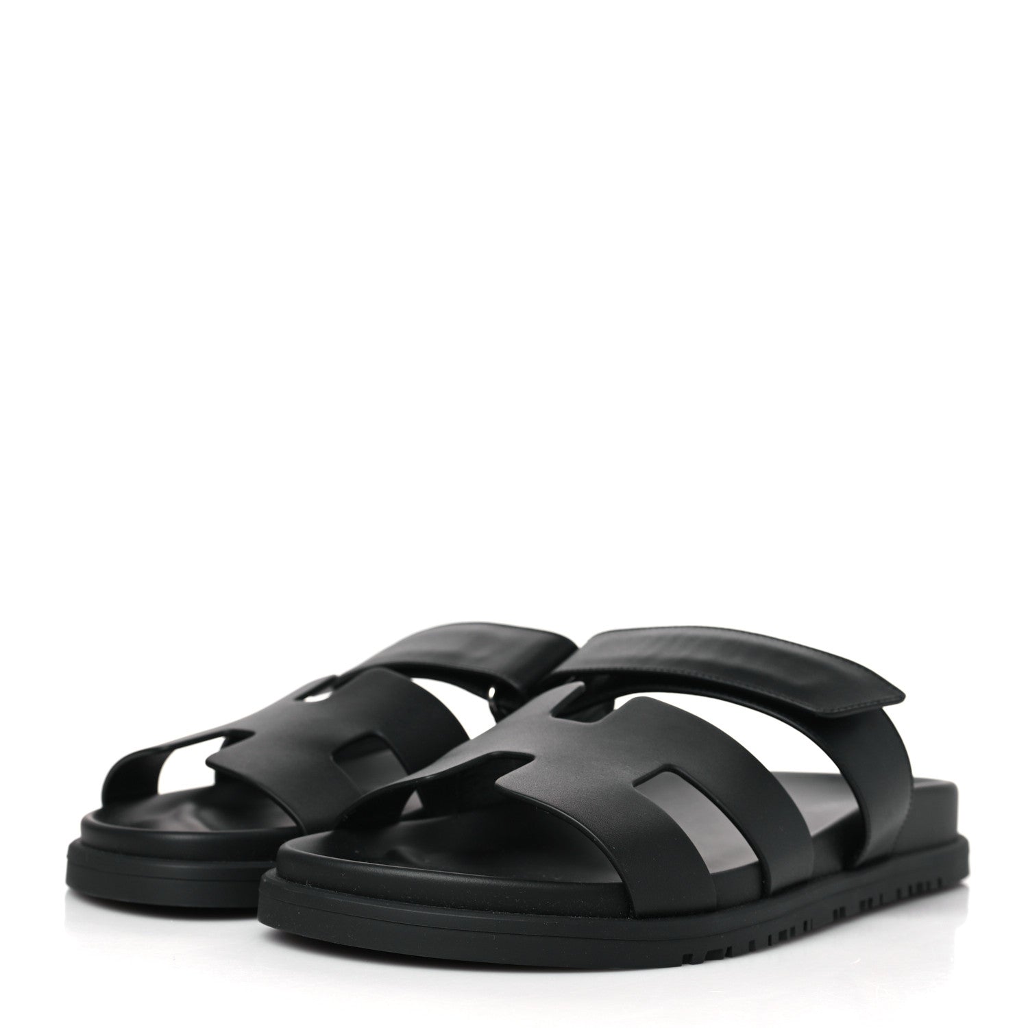 Hermes Calfskin Womens Chypre Sandals 38.5 Black 3 of 9