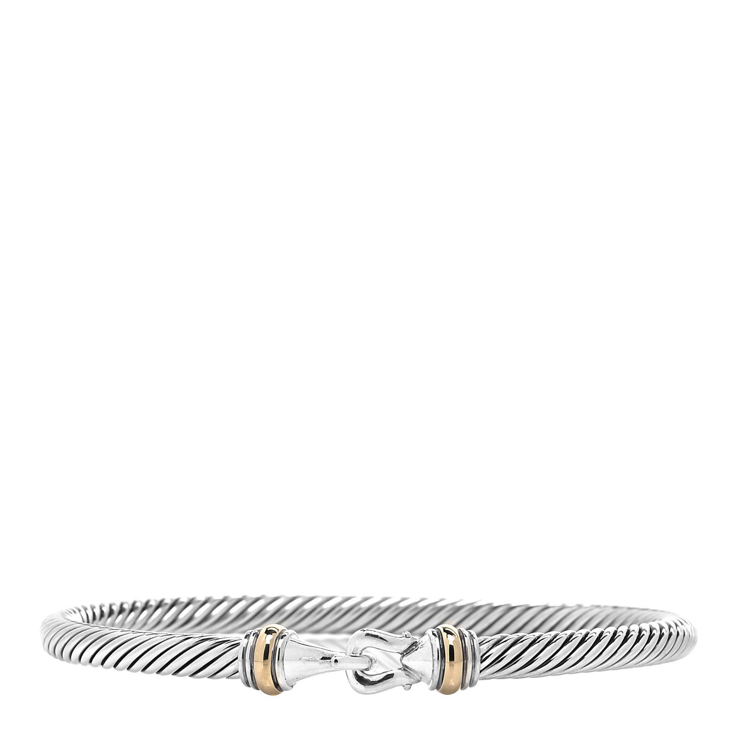 Sterling Silver 18K Yellow Gold 4mm Cable Buckle Bracelet