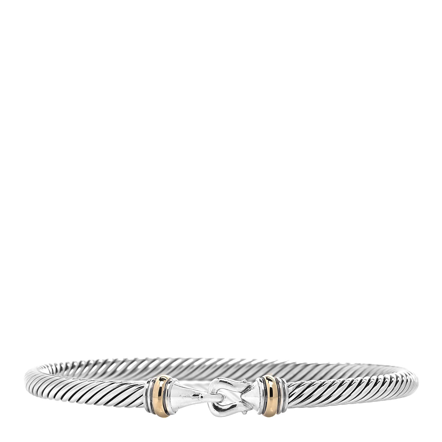 David Yurman Sterling Silver 18K Yellow Gold 4mm Cable Buckle Bracelet 1 of 5