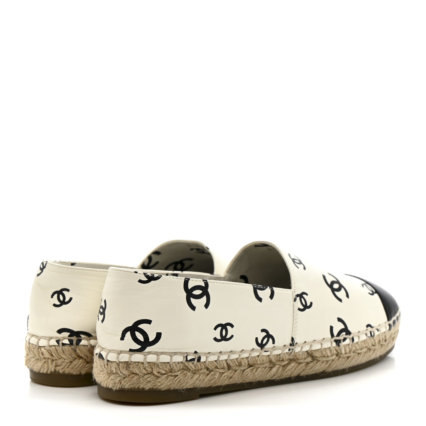 Lambskin Printed CC Espadrilles 37 White Black