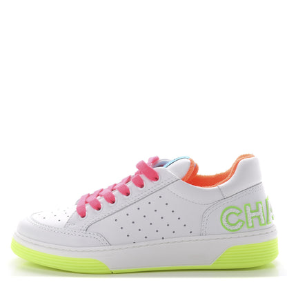 Chanel Calfskin Womens Logo Sneakers 38.5 White Multicolor 1 of 9