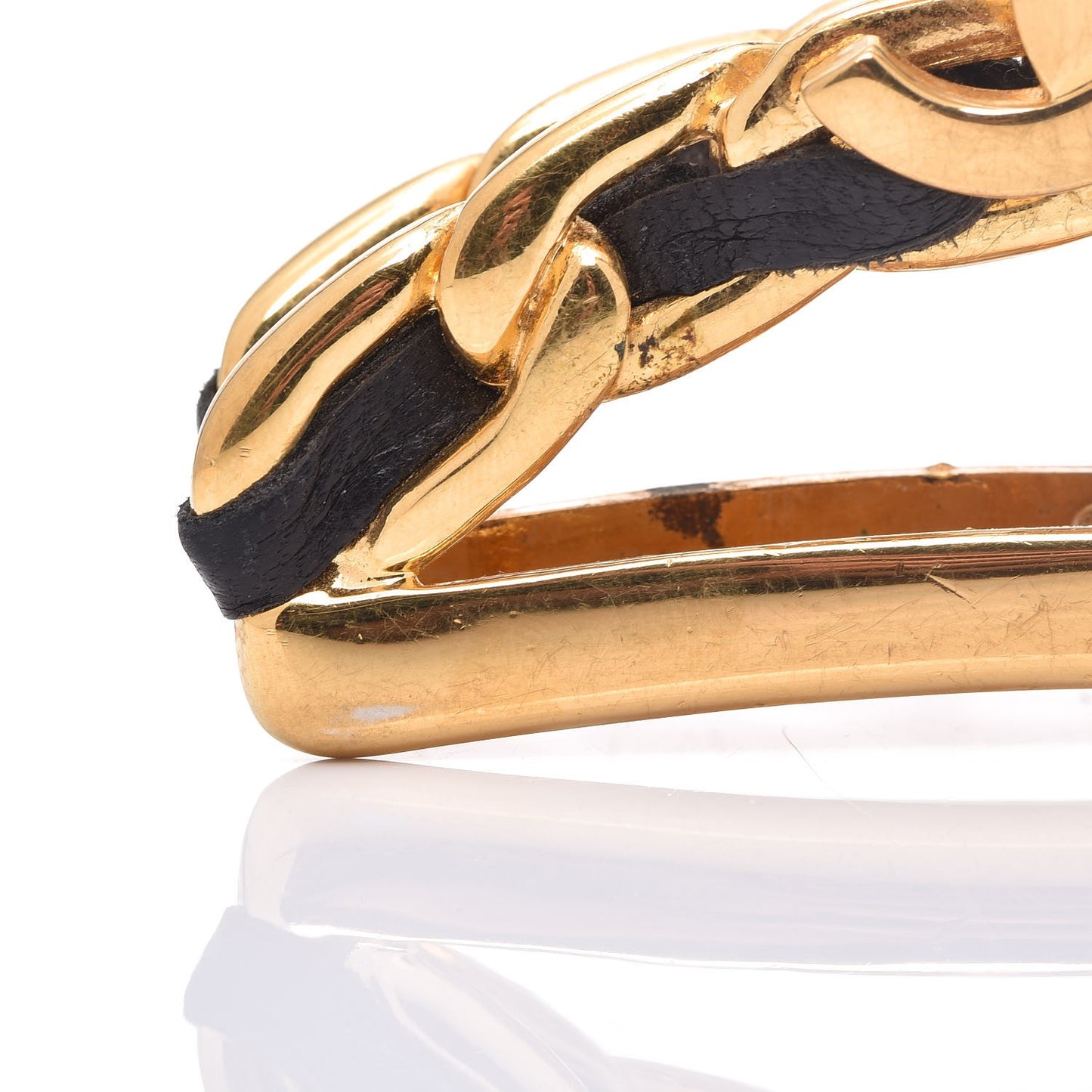 Lambskin CC Hair Clip Black Gold