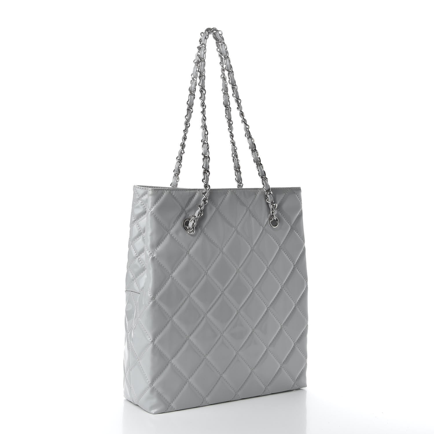 Chanel Vinyl Quilted In The Business North South Tote Light Grey 3 of 10
