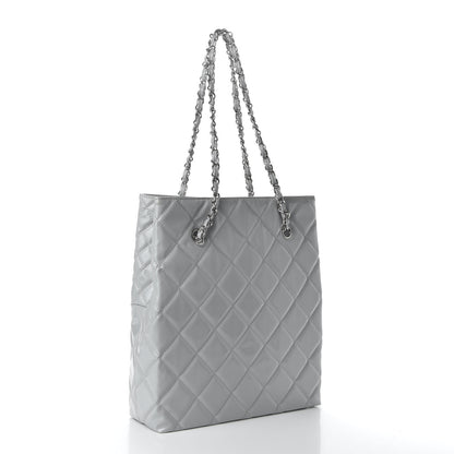 Chanel Vinyl Quilted In The Business North South Tote Light Grey 3 of 10