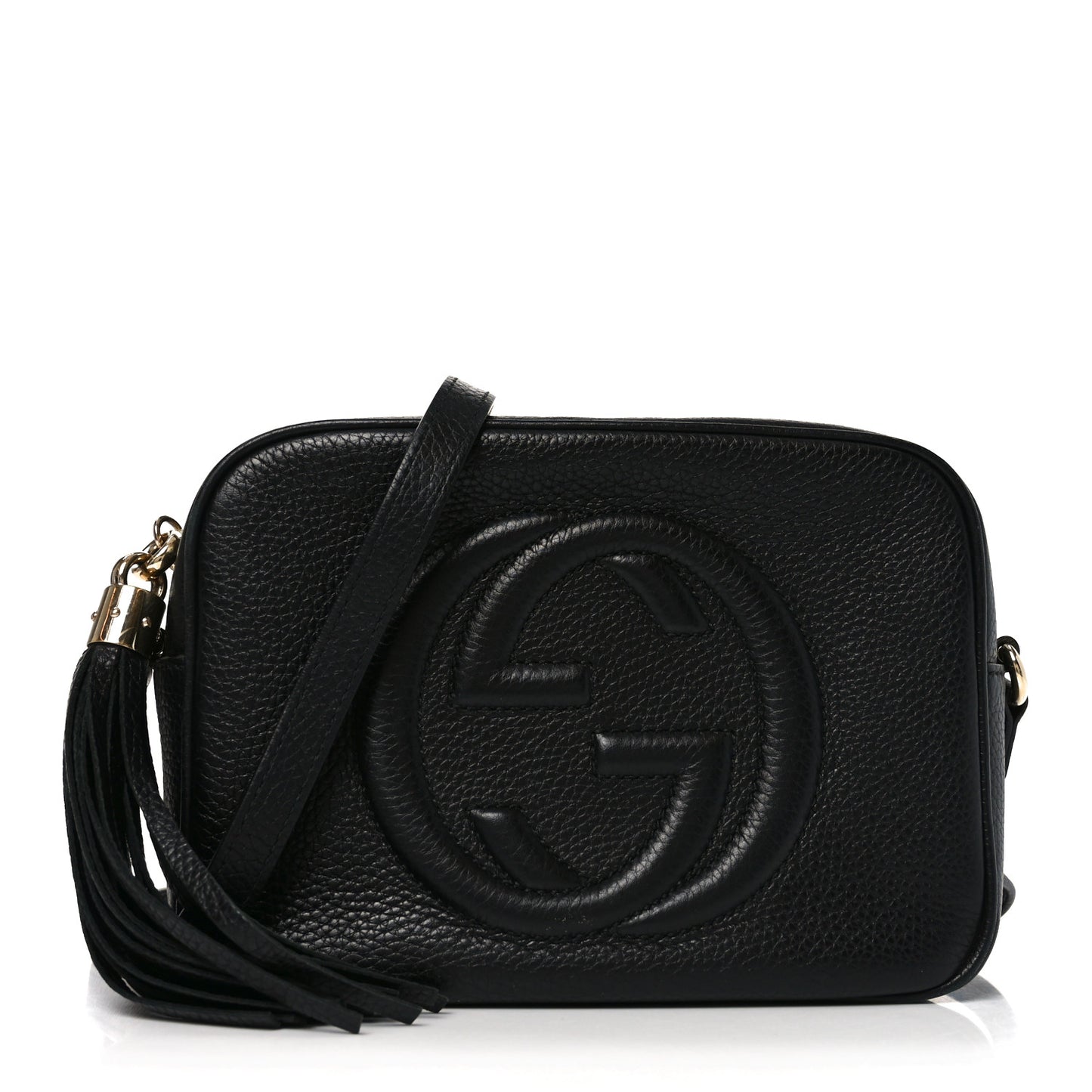 Pebbled Calfskin Small Soho Disco Bag Black