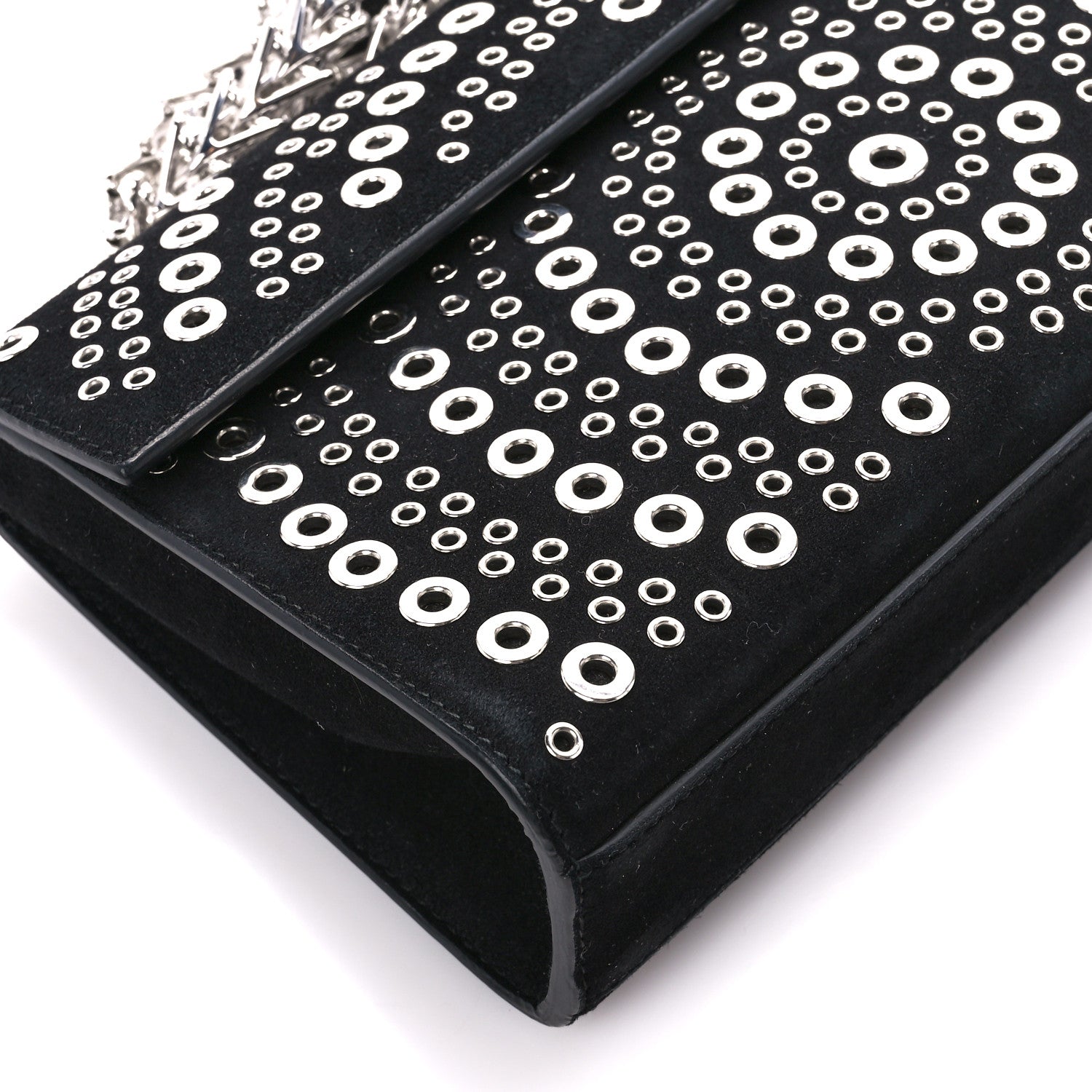 Alaia Suede Eyelet Embellished Oeillets Pochette Black 8 of 10