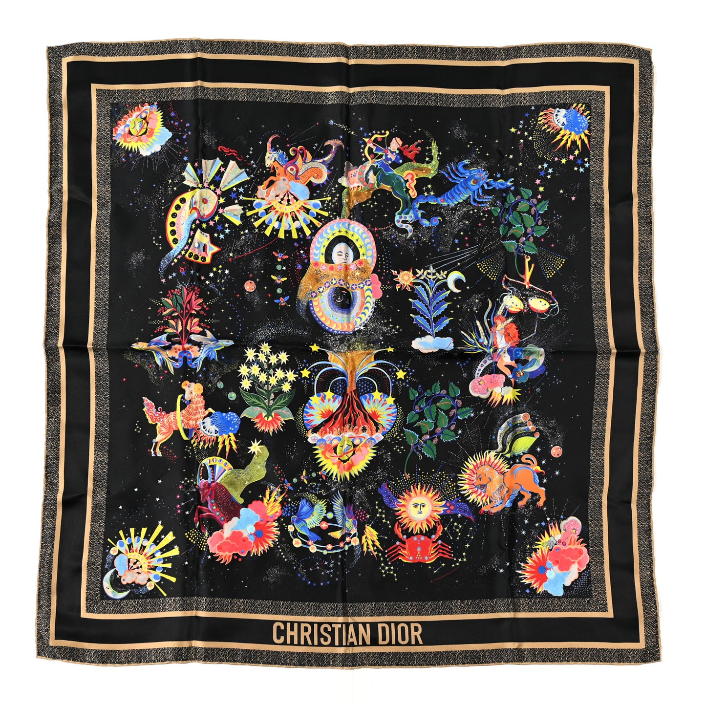 Silk Zodiac Fantastico Square Scarf Multicolor