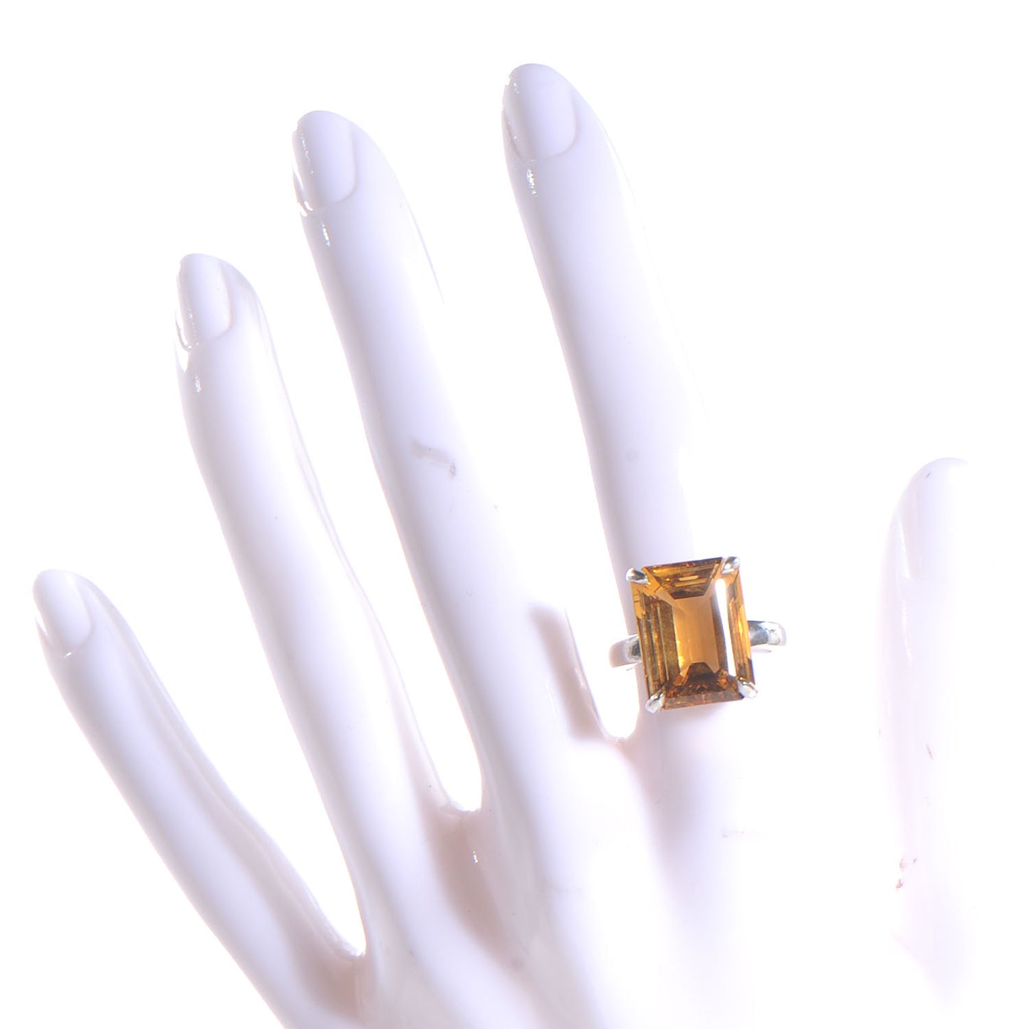 Sterling Silver Citrine Cocktail Ring 6