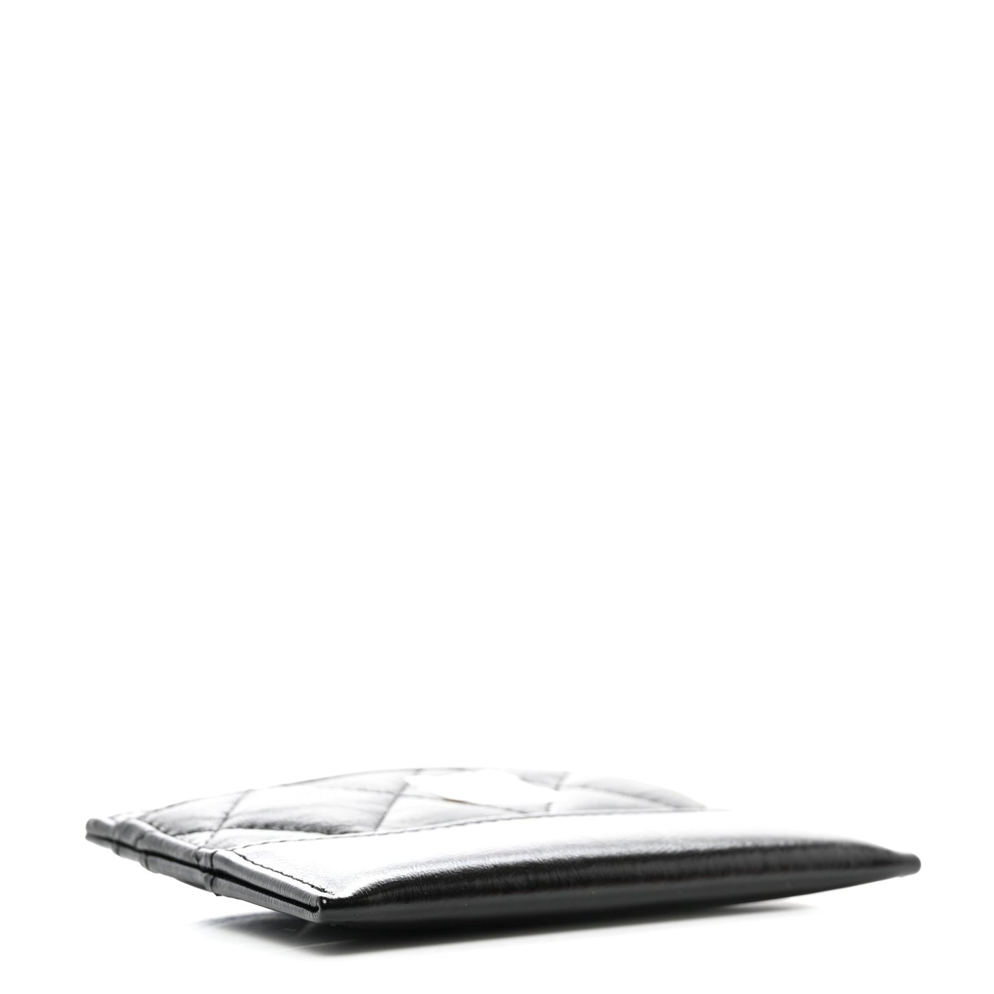 Aged Calfskin Quilted Gabrielle Card Holder Black