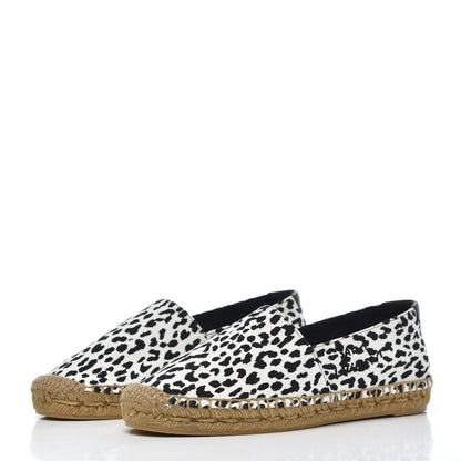 Saint Laurent Canvas Leopard Print Espadrilles 38 Latte Black 3 of 9