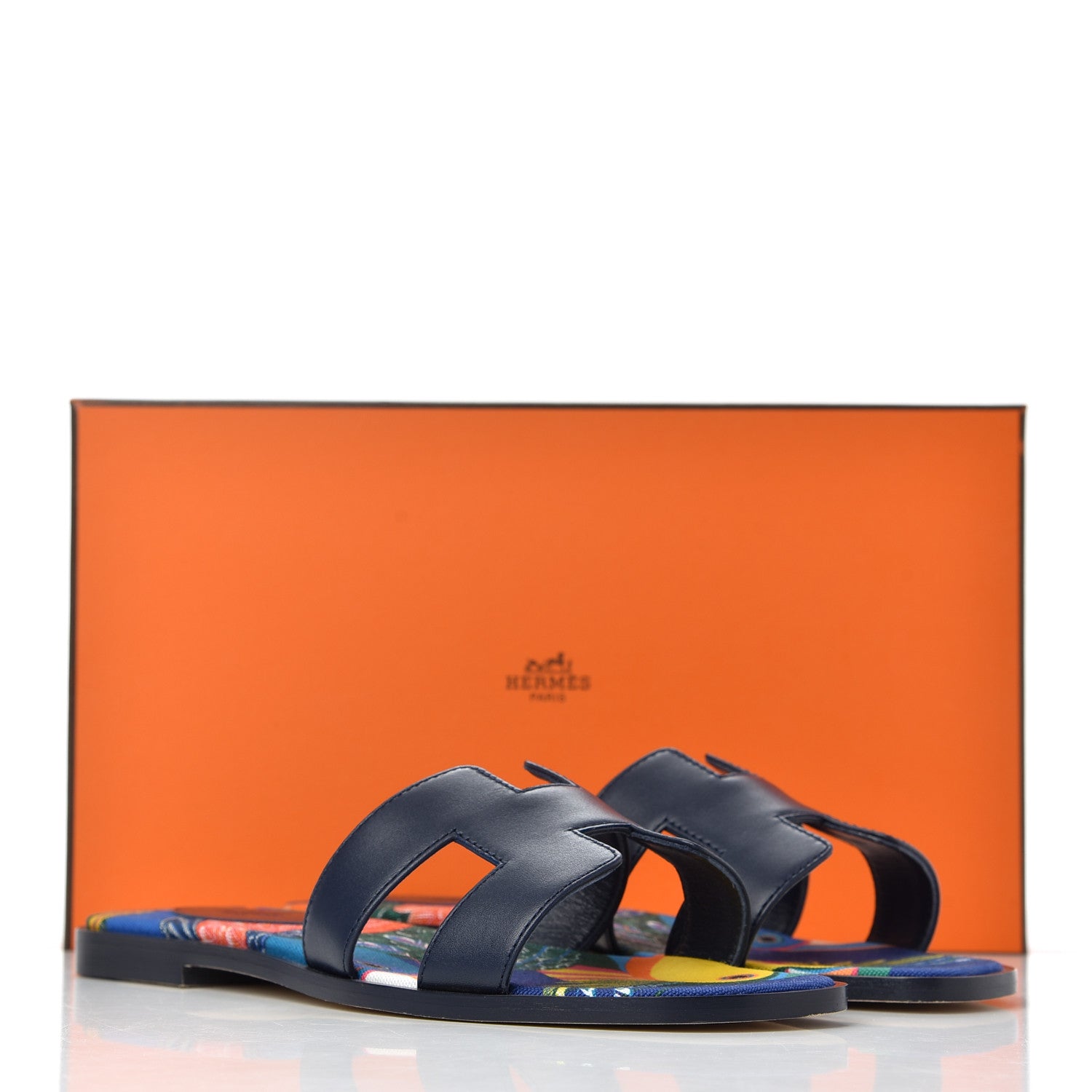 Hermes Calfskin Oran Sandals 37.5 Bleu 20 of 20