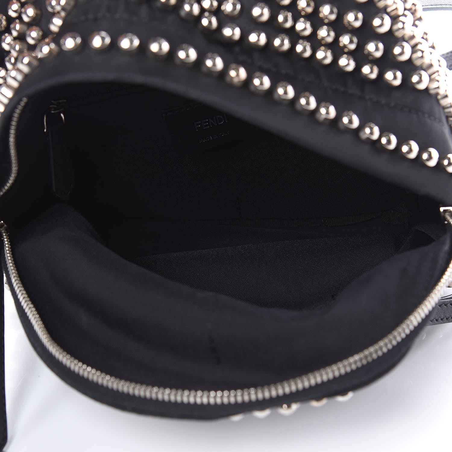 fendi monster mini studded nylon backpack Fendi Nylon Vitello Dolce Studded Monster Mini Backpack Black 409710 –  FASHIONPHILE