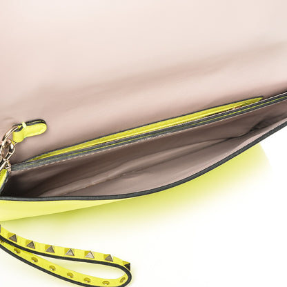 Valentino Garavani Nappa Rockstud Wristlet Clutch Yellow Fluo 5 of 7