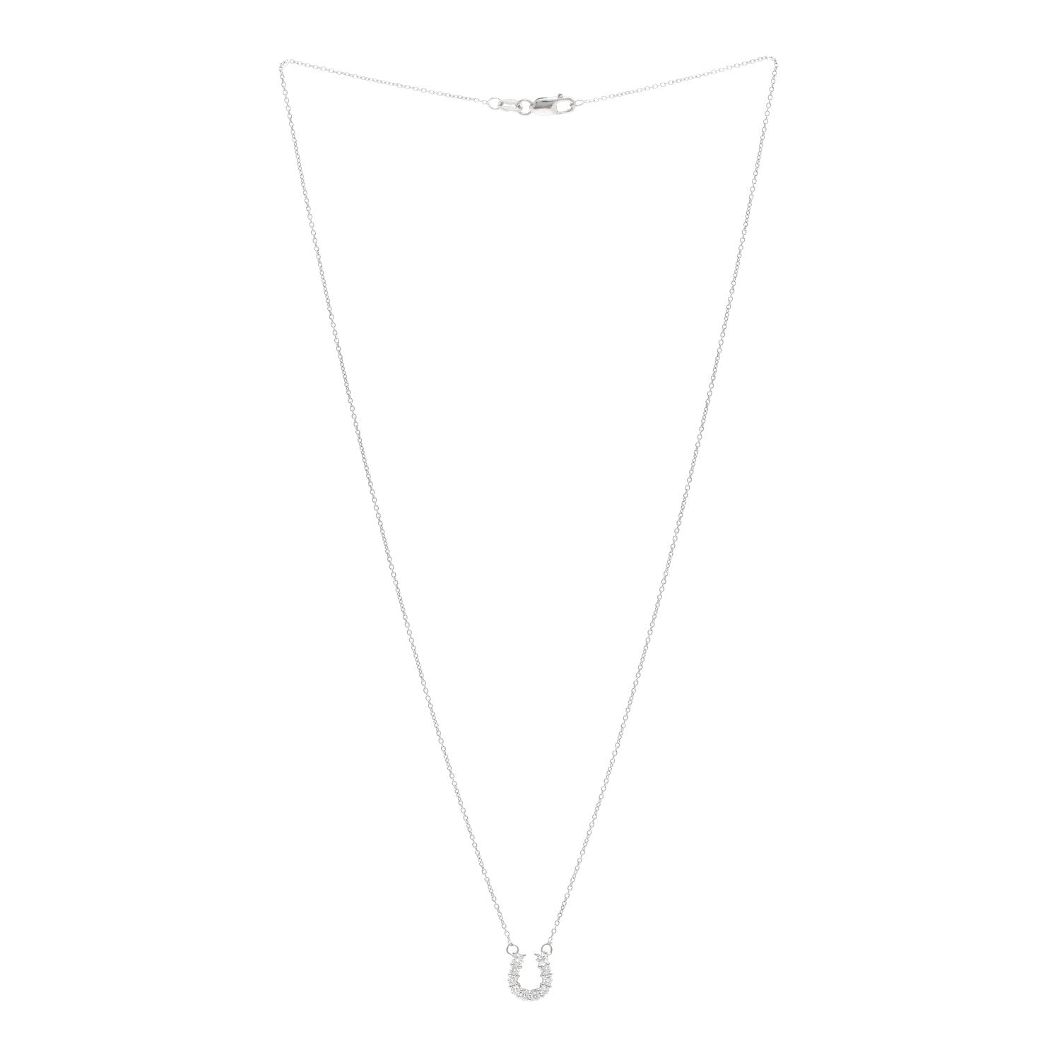 Roberto Coin 18K White Gold Diamond Horseshoe Pendant Necklace 3 of 4