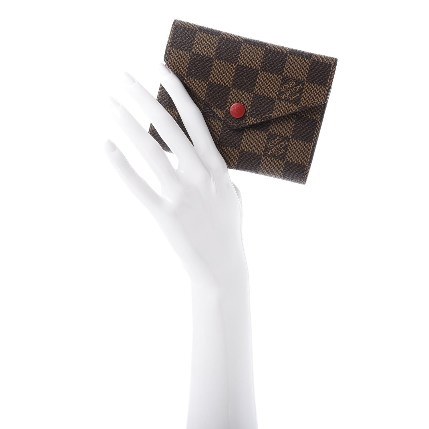 Louis Vuitton Damier Ebene Victorine Wallet Red 2 of 8