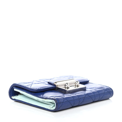 Christian Dior Lambskin Cannage Miss Dior Explorateur Compact Wallet Blue Blue 3 of 4