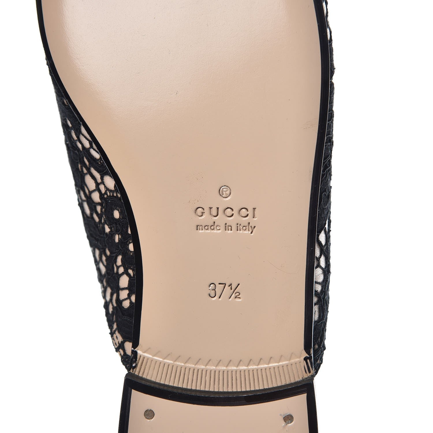Gucci Lace Malaga Kid Womens Princetown Slippers 37.5 Black Skin Rose 6 of 9