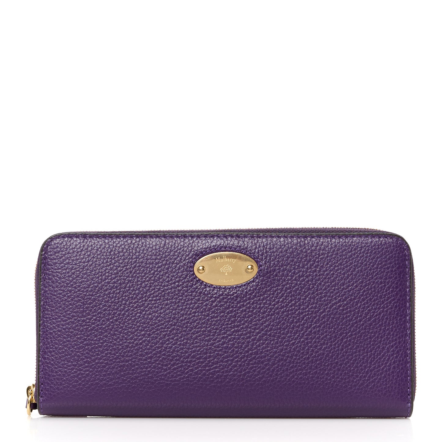 Small Classic Grain Zip Around Long Wallet Amethyst
