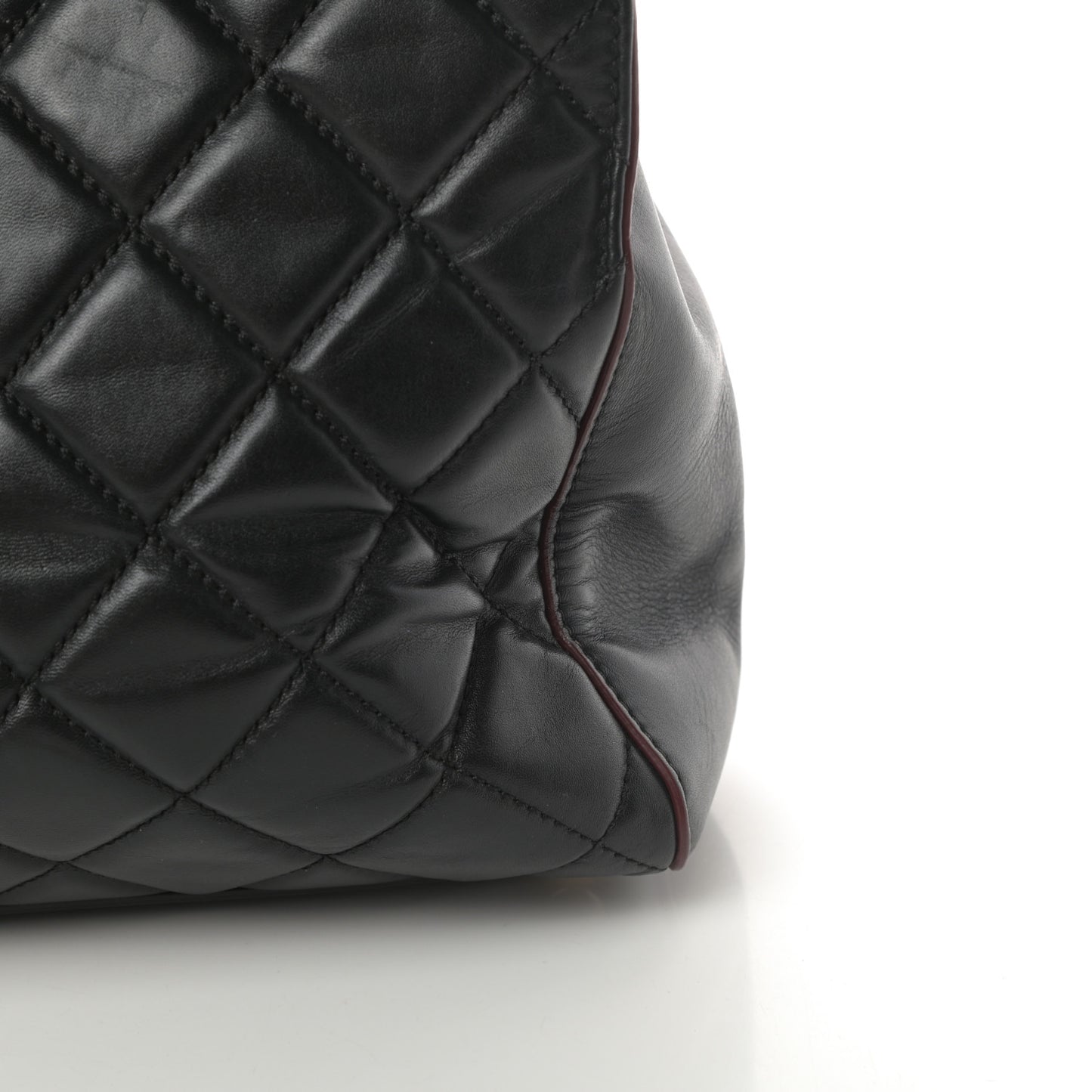 Calfskin Quilted Large Shopping Tote Black