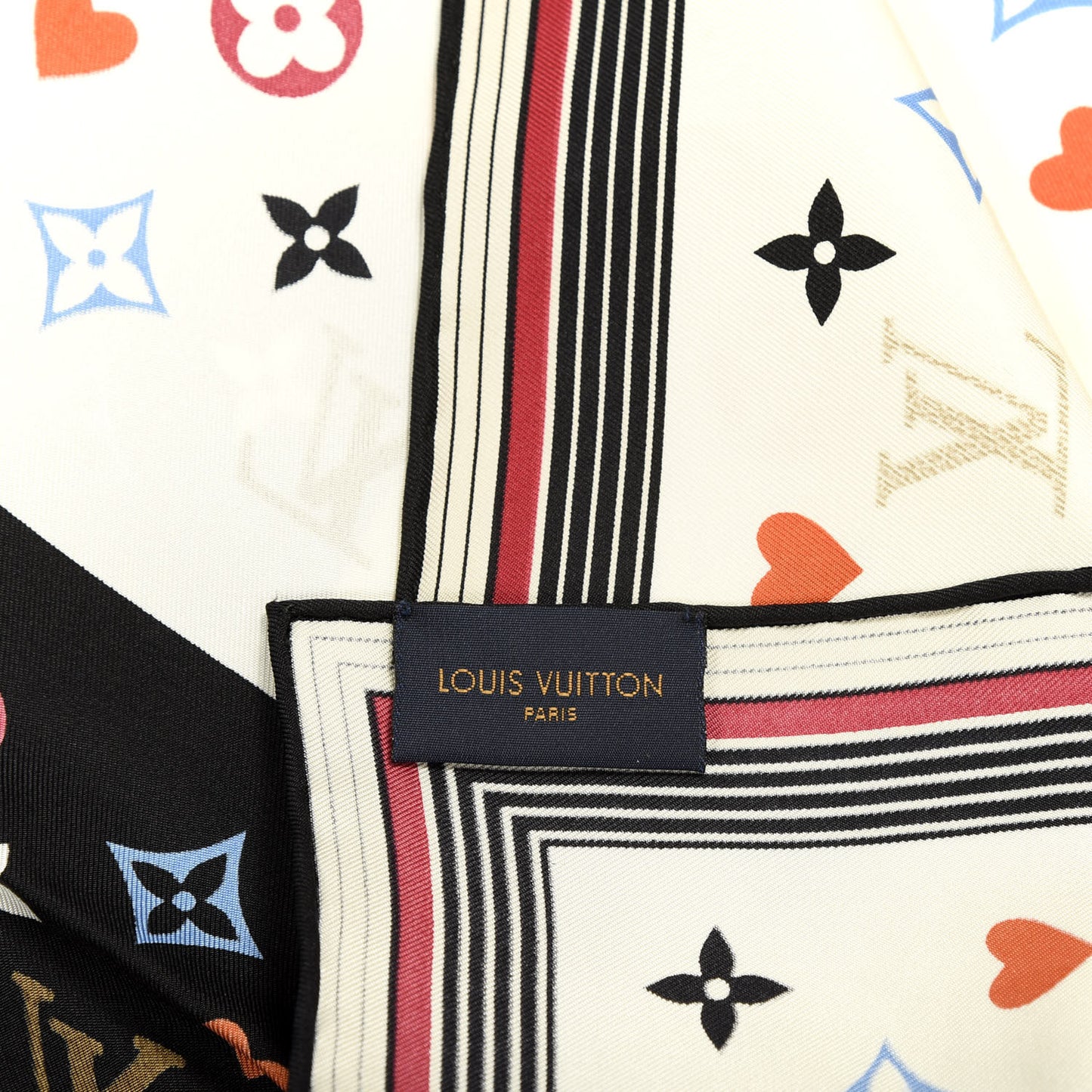 Silk Game On Square Scarf Black White