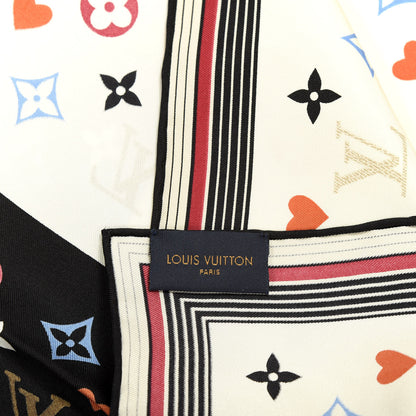 Louis Vuitton Silk Game On Square Scarf Black White 3 of 3
