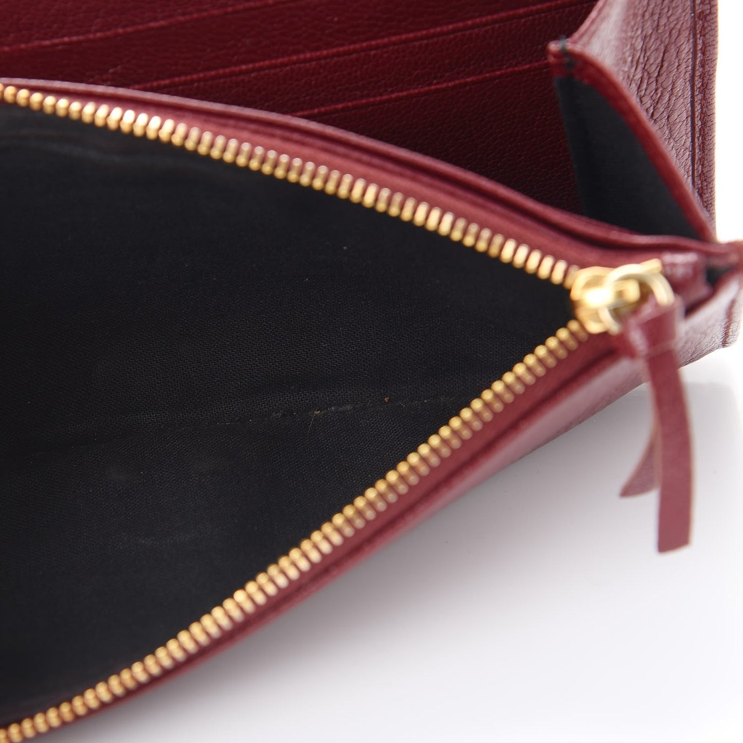 Chevre Gold Metallic Edge Hardware Money Wallet Bordeaux