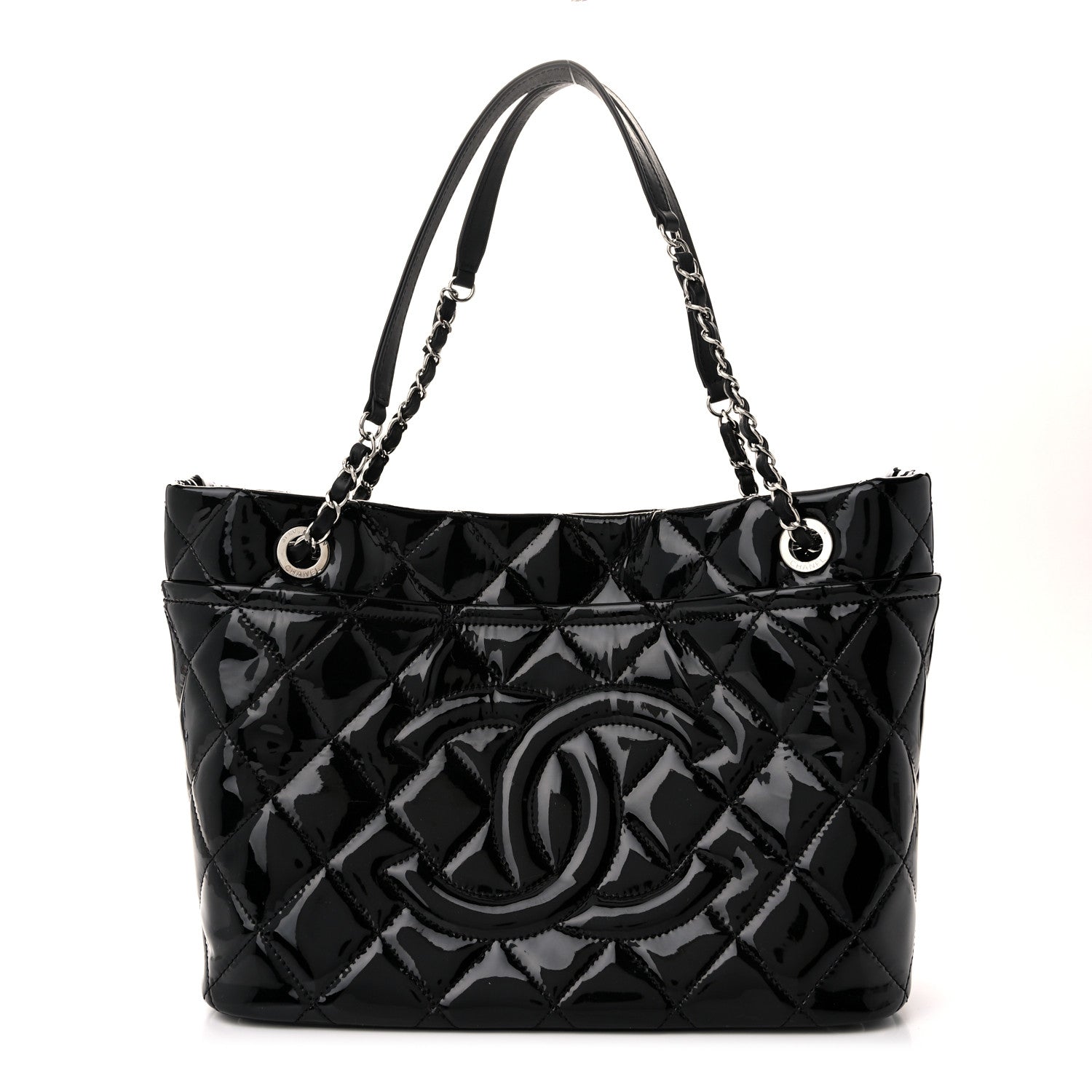 Chanel Patent Quilted Timeless CC Soft Tote Black 1 of 10