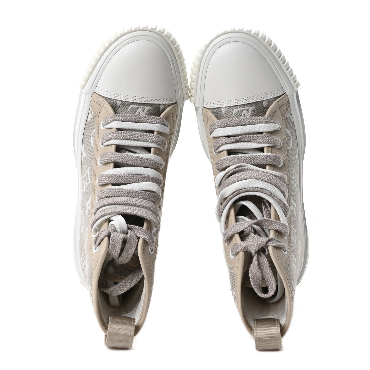 Louis Vuitton Denim Monogram Squad Sneaker Boots 37 Beige 2 of 9