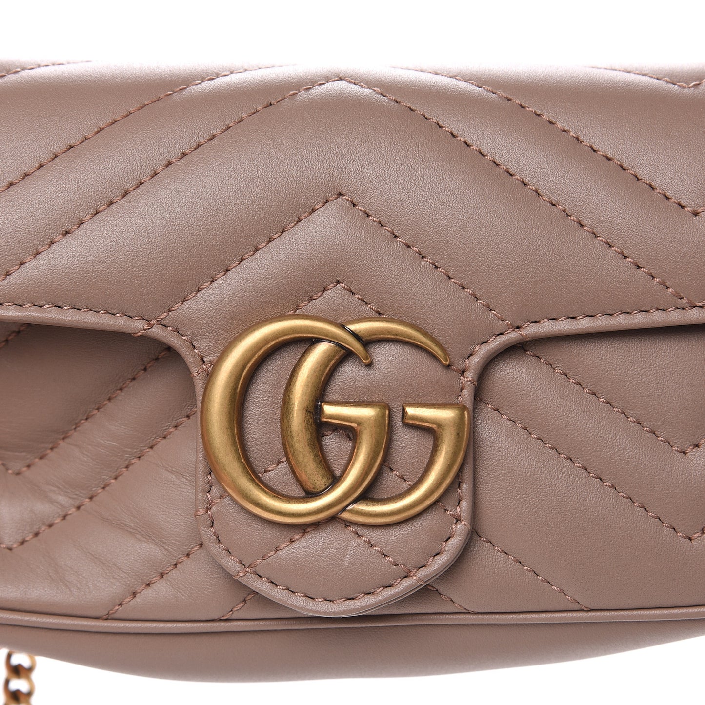 Calfskin Matelasse Super Mini GG Marmont Shoulder Bag Porcelain Rose