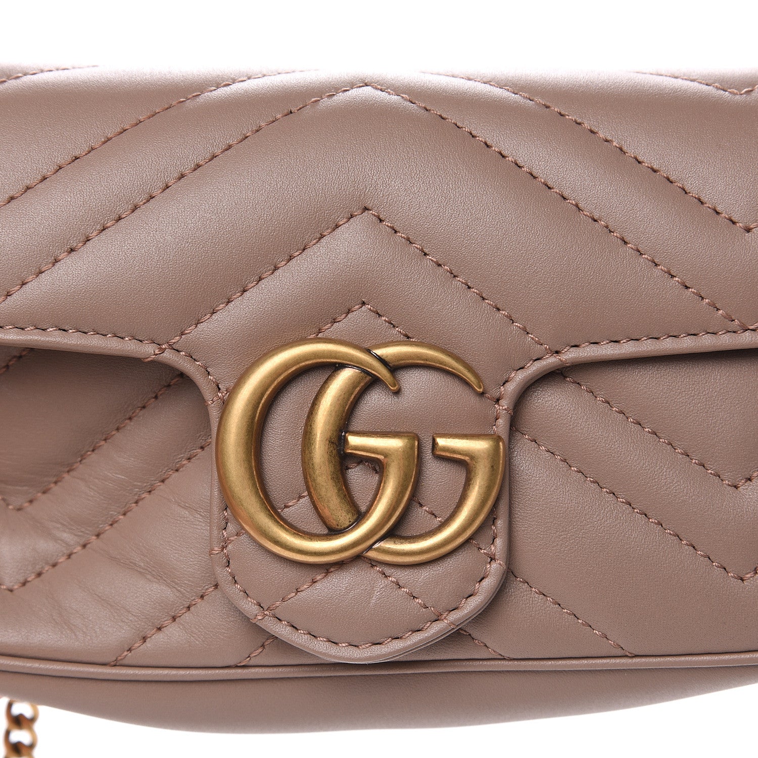 Gucci Calfskin Matelasse Super Mini GG Marmont Shoulder Bag Porcelain Rose 8 of 11