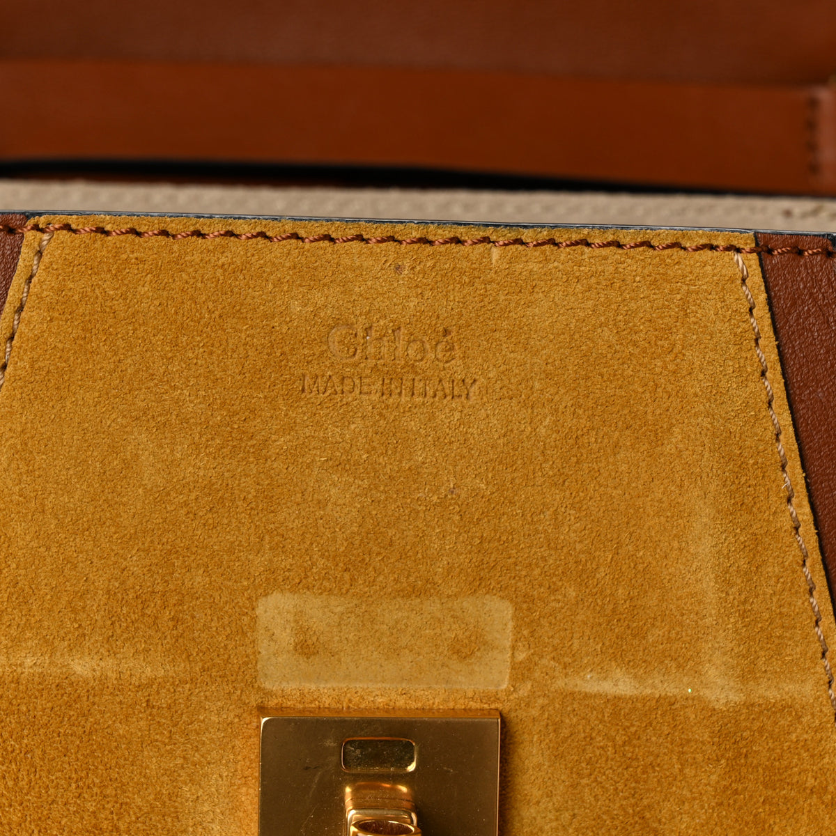Chloe Suede Calfskin Patchwork Mini Drew Shoulder Bag Tobacco 6 of 9