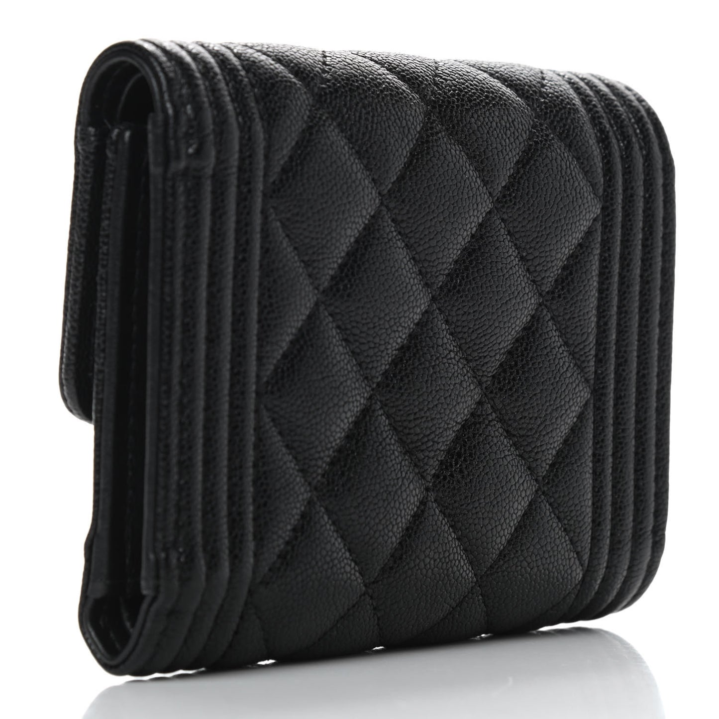 Caviar Quilted Compact Boy Wallet Black