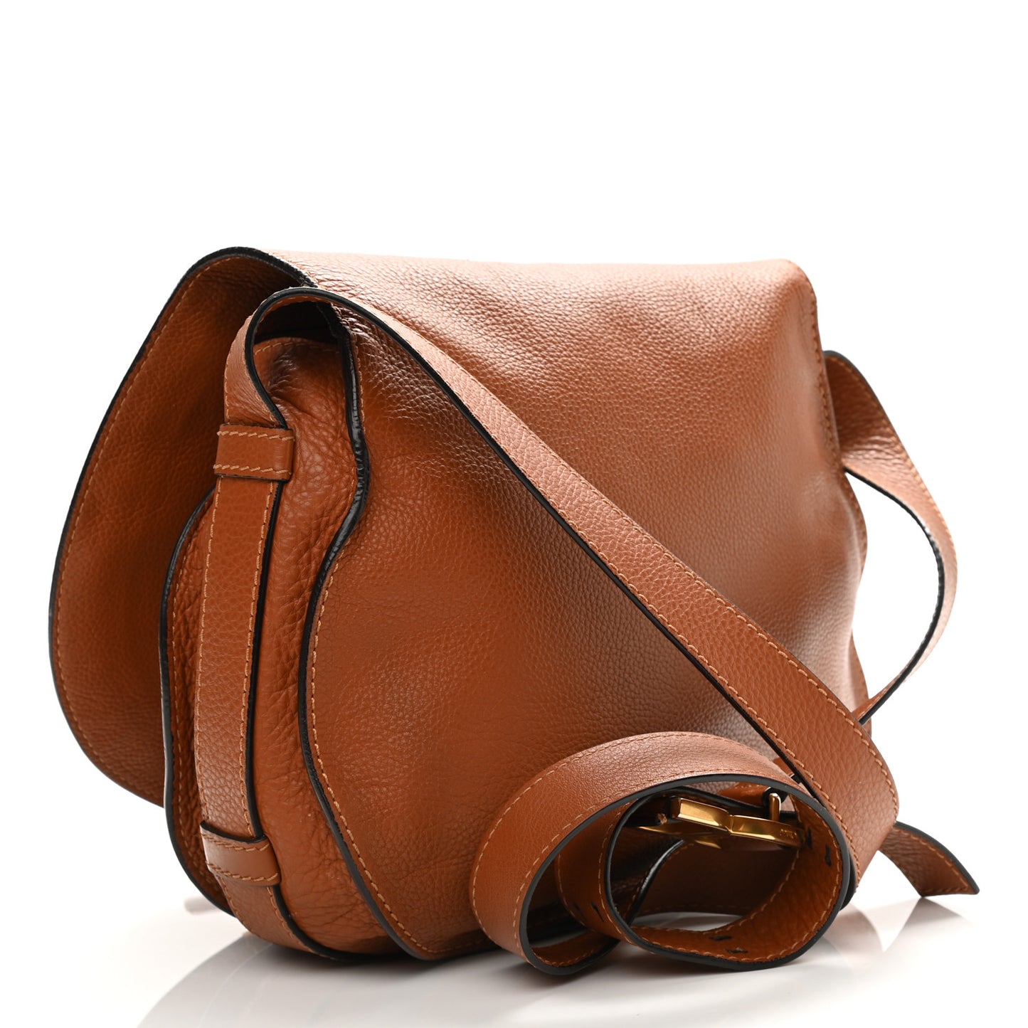 Calfskin Medium Marcie Round Crossbody Bag Tan