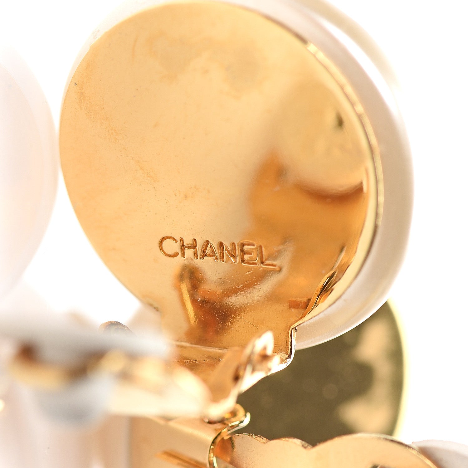 Chanel Pearl CC Clip On Earrings Gold 4 of 5