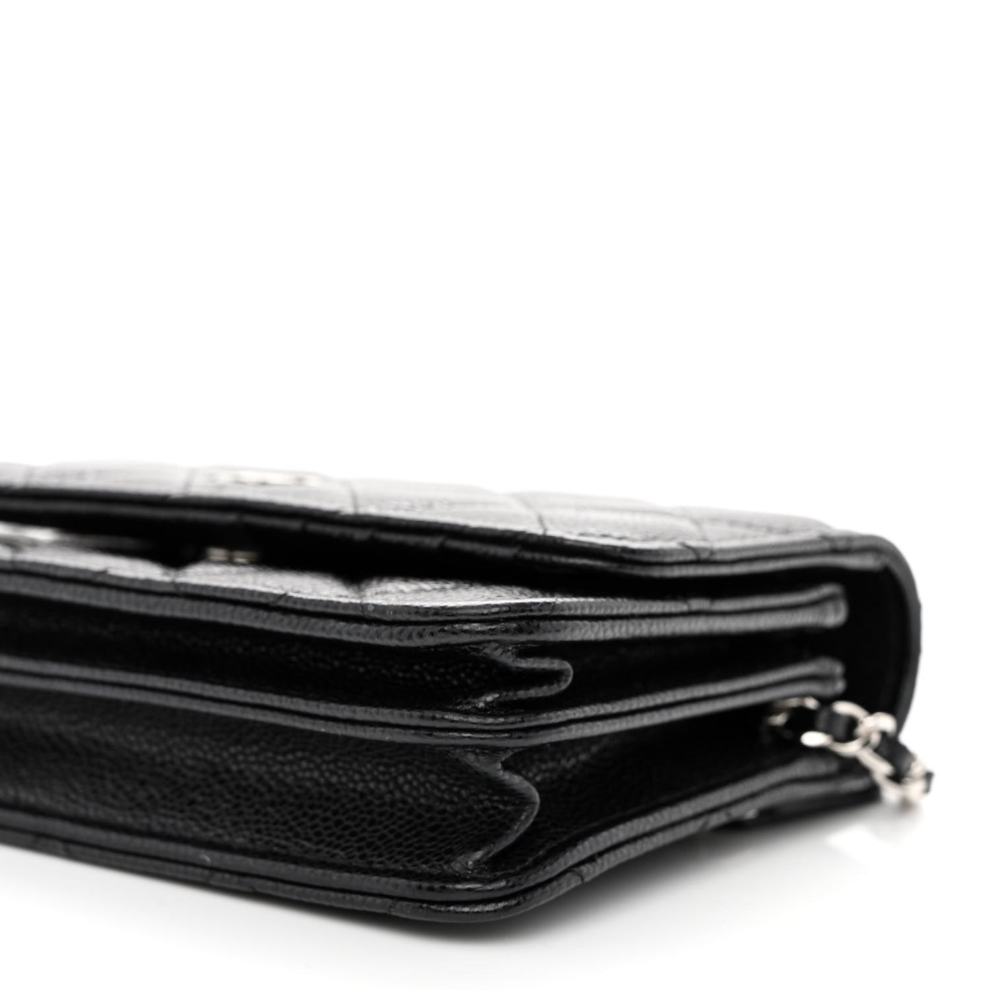 Caviar Quilted Mini Wallet On Chain WOC Black