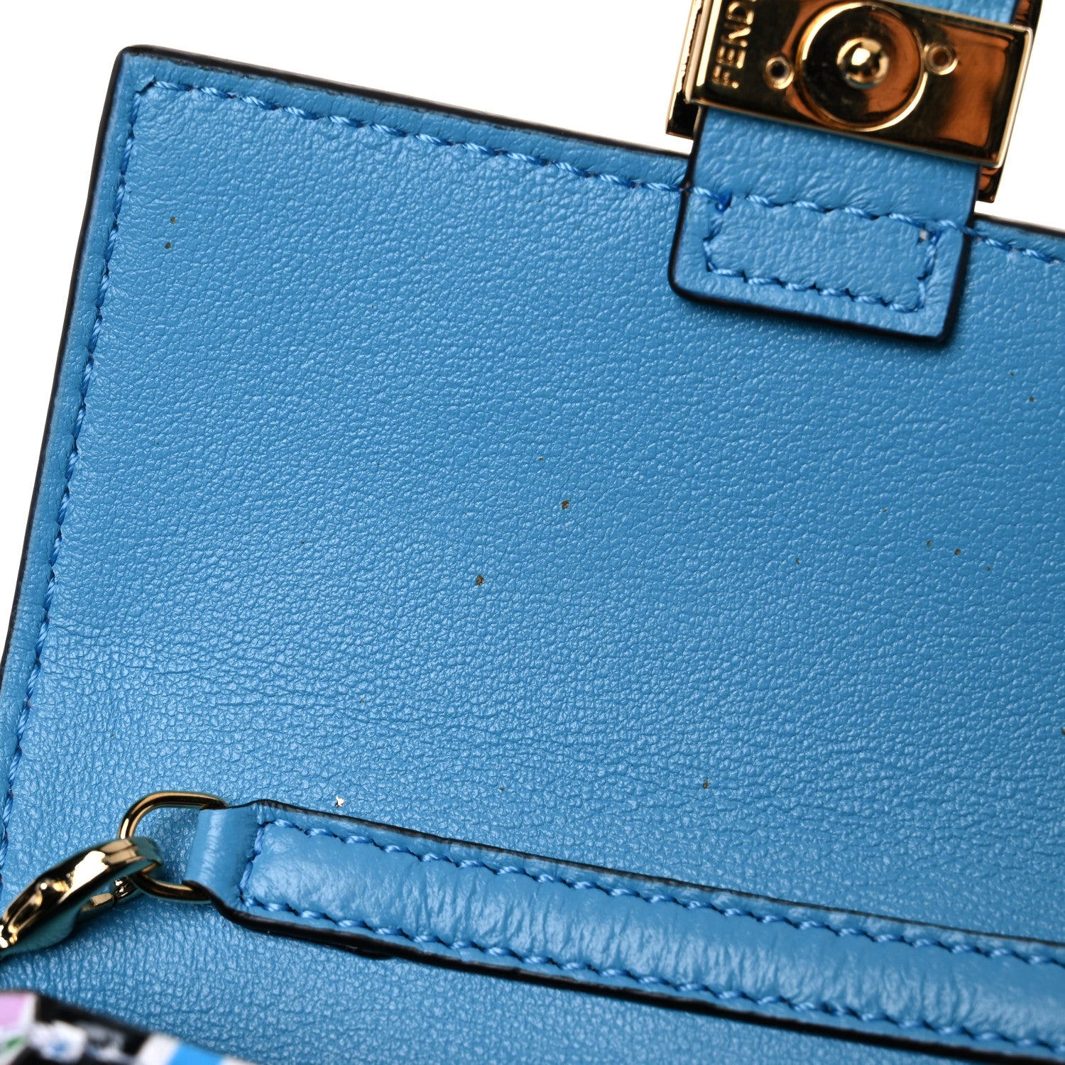 Fendi X SARAH COLEMAN Vitello Liberty Ceylon Micro FF Fish Eye Embossed Nano Baguette Charm Multicolor Cyber Blue 10 of 13