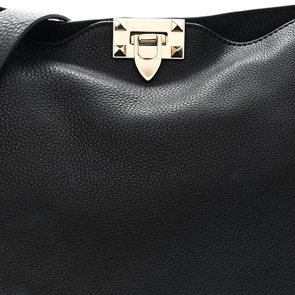 Valentino Garavani Pebbled Calfskin Small Rockstud Flip-Lock Messenger Bag Black 8 of 13
