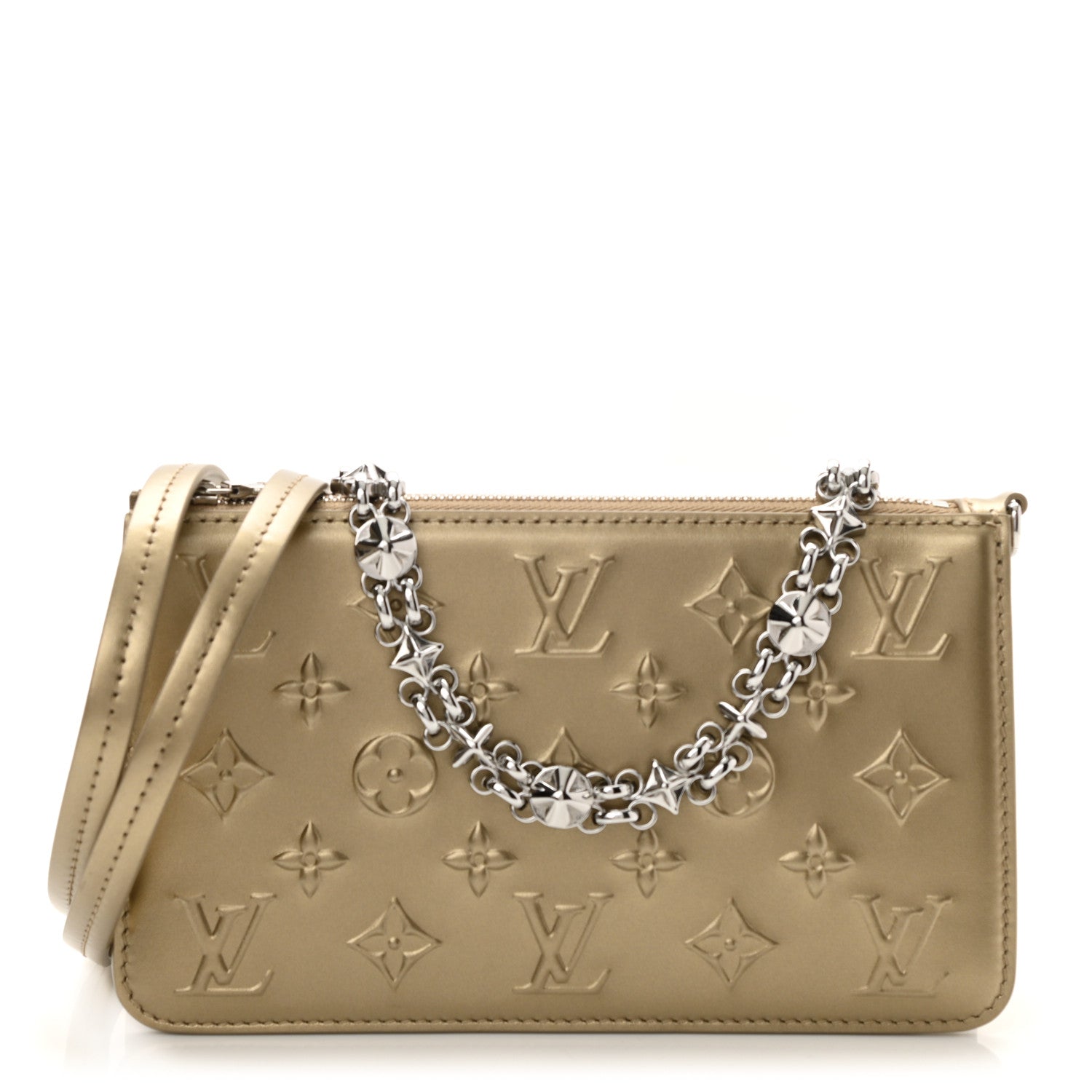 Louis Vuitton Calfskin Debossed Monogram Lexington Pochette Light Gold 1 of 7