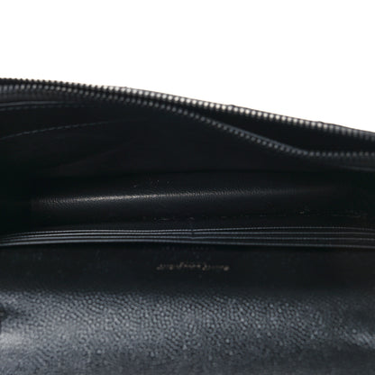Saint Laurent Grain De Poudre Matelasse Chevron Monogram Monochrome Envelope Chain Wallet Black 5 of 11