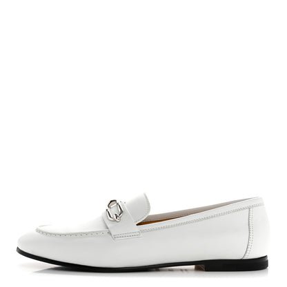 Hermes Calfskin Womens Colette Loafers 37.5 White 1 of 10