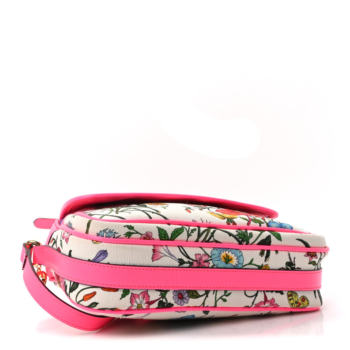 Canvas Flora Floral Shoulder Bag White Fuchsia Fluo