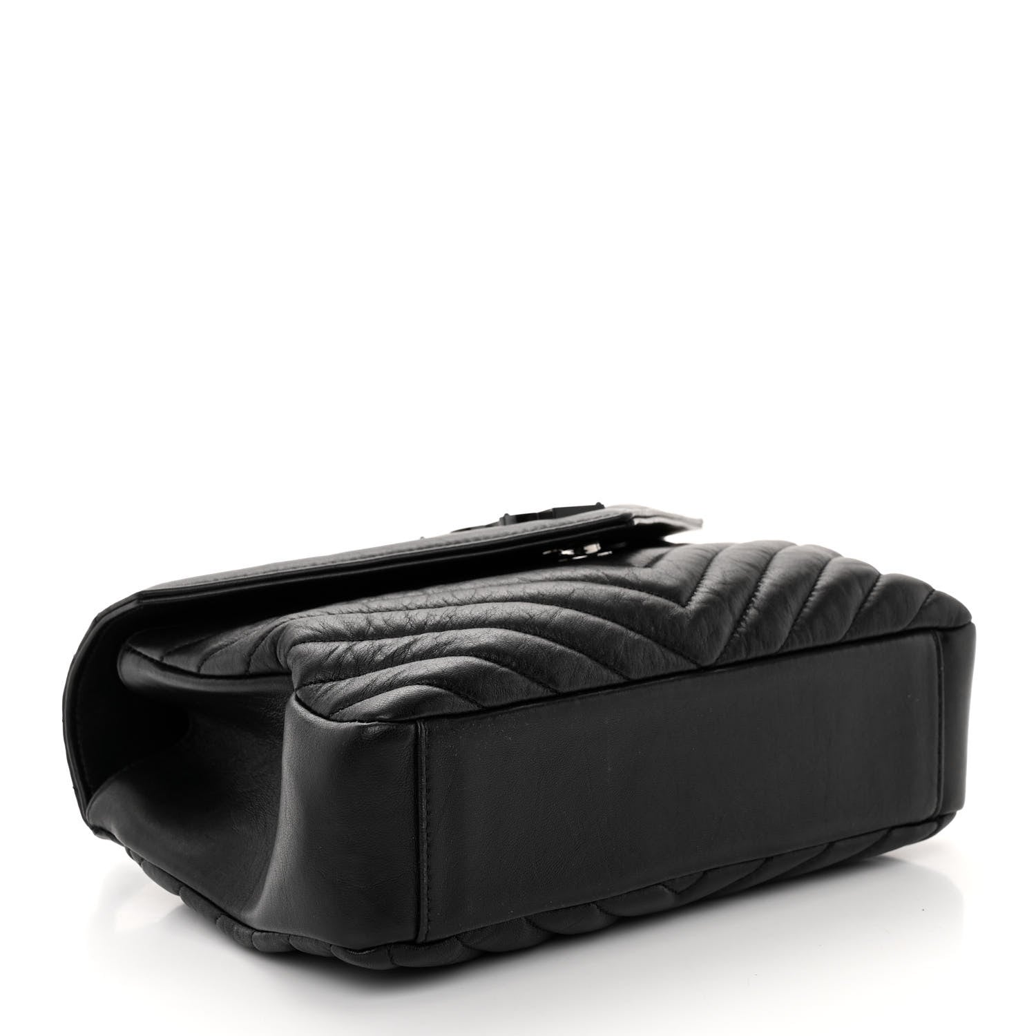 Saint Laurent Sheepskin Matelasse Chevron Monogram Monochrome Medium College Bag Black 4 of 10