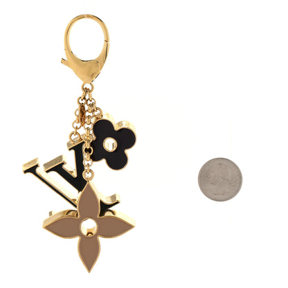 Louis Vuitton Metal Enamel Fleur De Monogram Bag Charm Dore 2 of 6