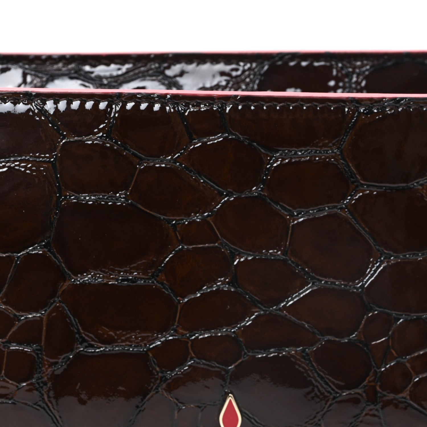 Christian Louboutin Calfskin Crocodile Embossed Pony Hair Leopard Print Eloise Top Handle Bag Brown 7 of 9