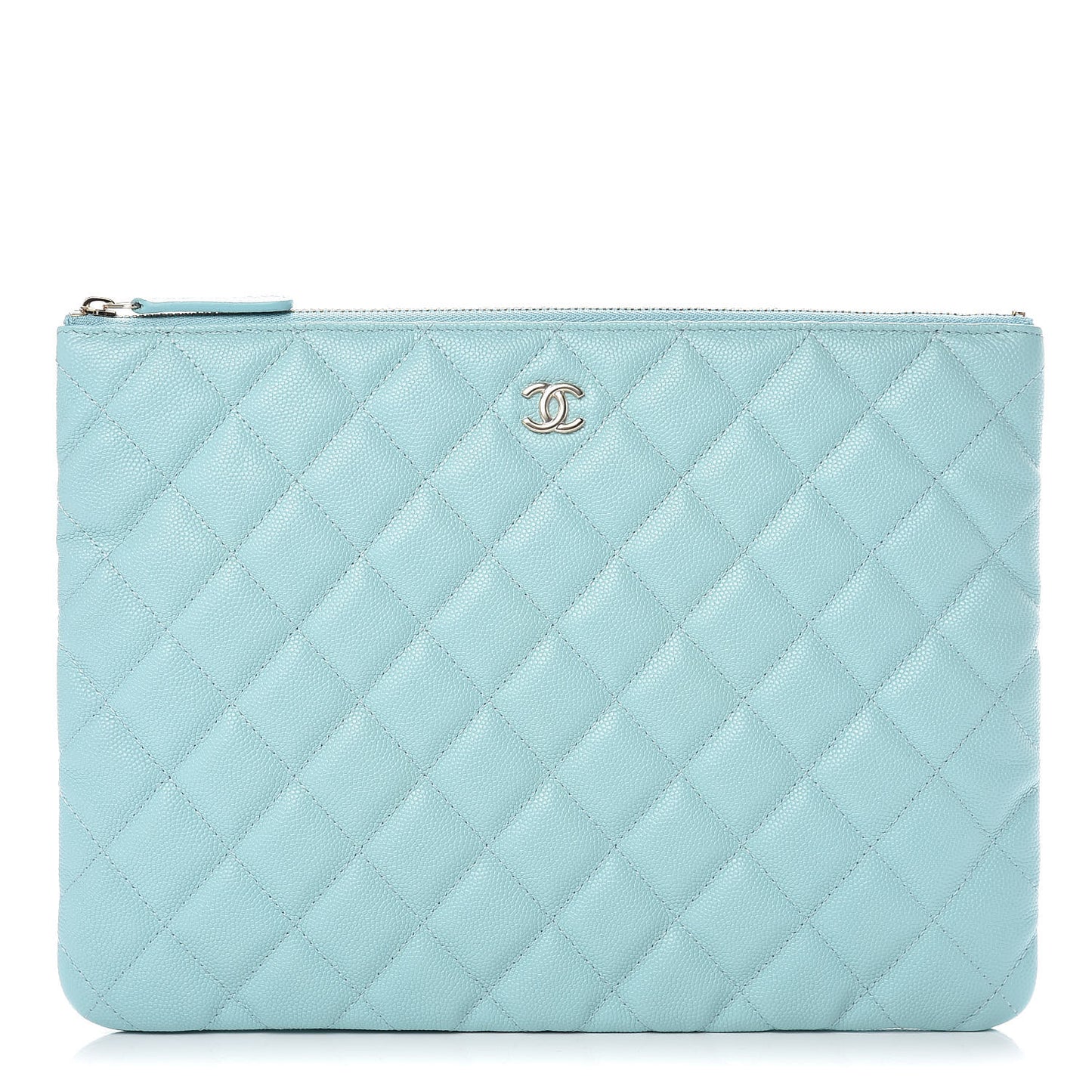 Caviar Quilted Medium Cosmetic Case Light Blue