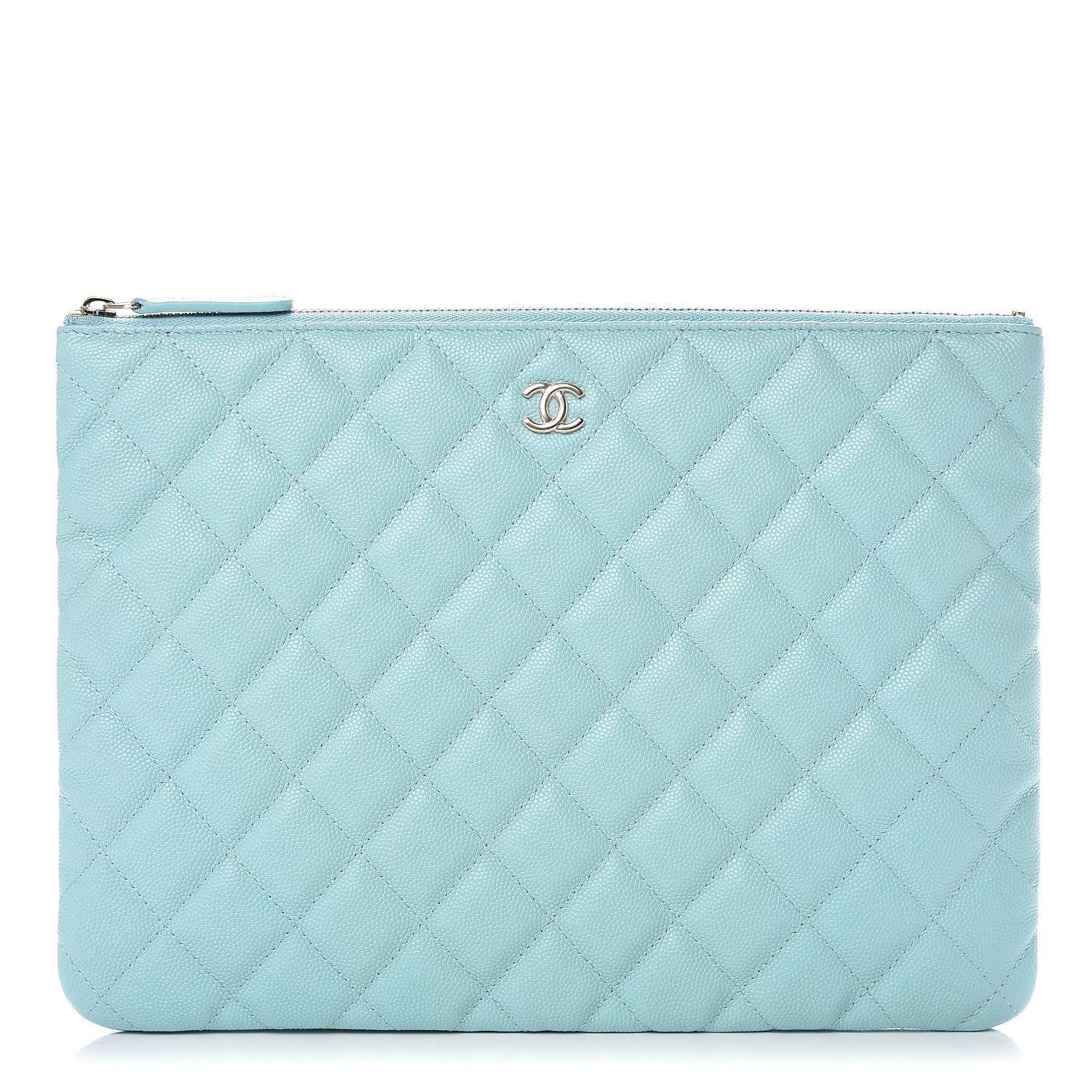 Chanel Caviar Quilted Medium Cosmetic Case Light Blue 1 of 8