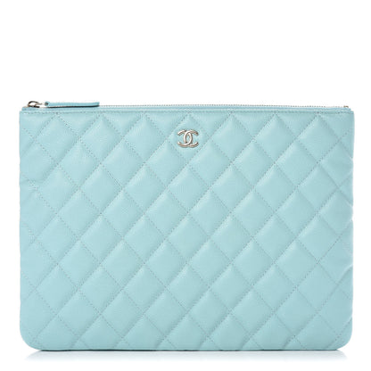 Chanel Caviar Quilted Medium Cosmetic Case Light Blue 1 of 8