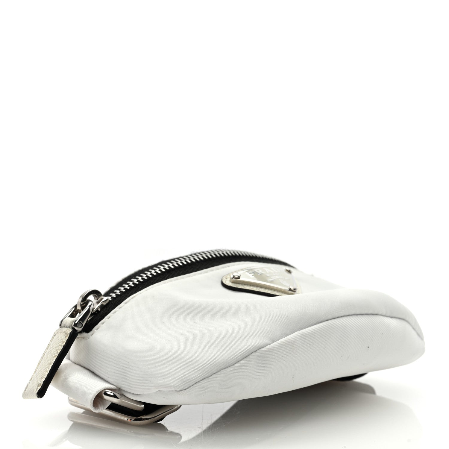 Prada Tessuto Nylon Travel Saffiano Metal Triangle Logo Mini Arm Pouch White 4 of 6