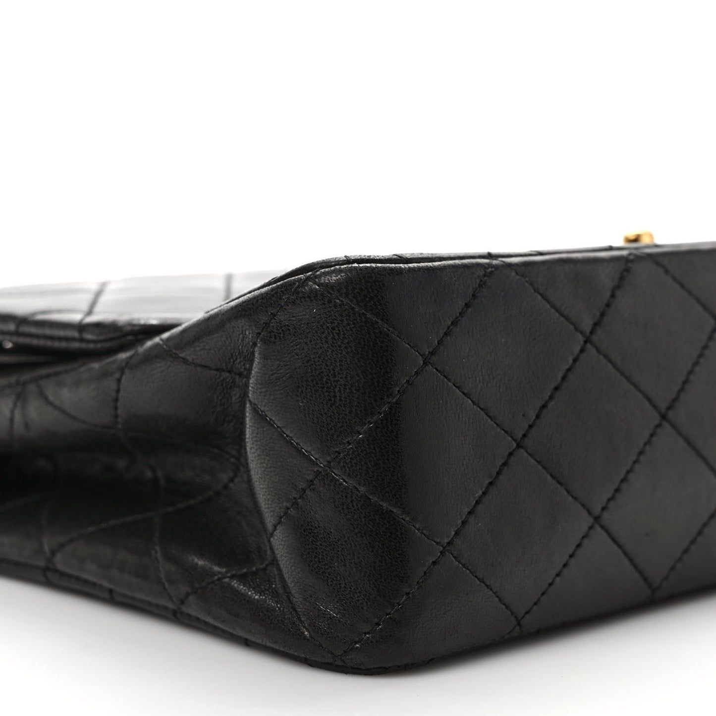 Lambskin Quilted Medium Double Flap Black